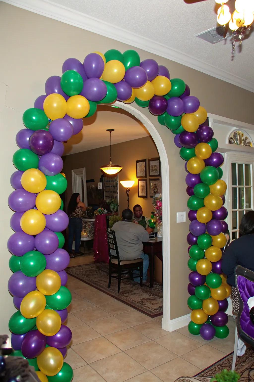 A stunning balloon archway sets a celebratory tone for the entrance