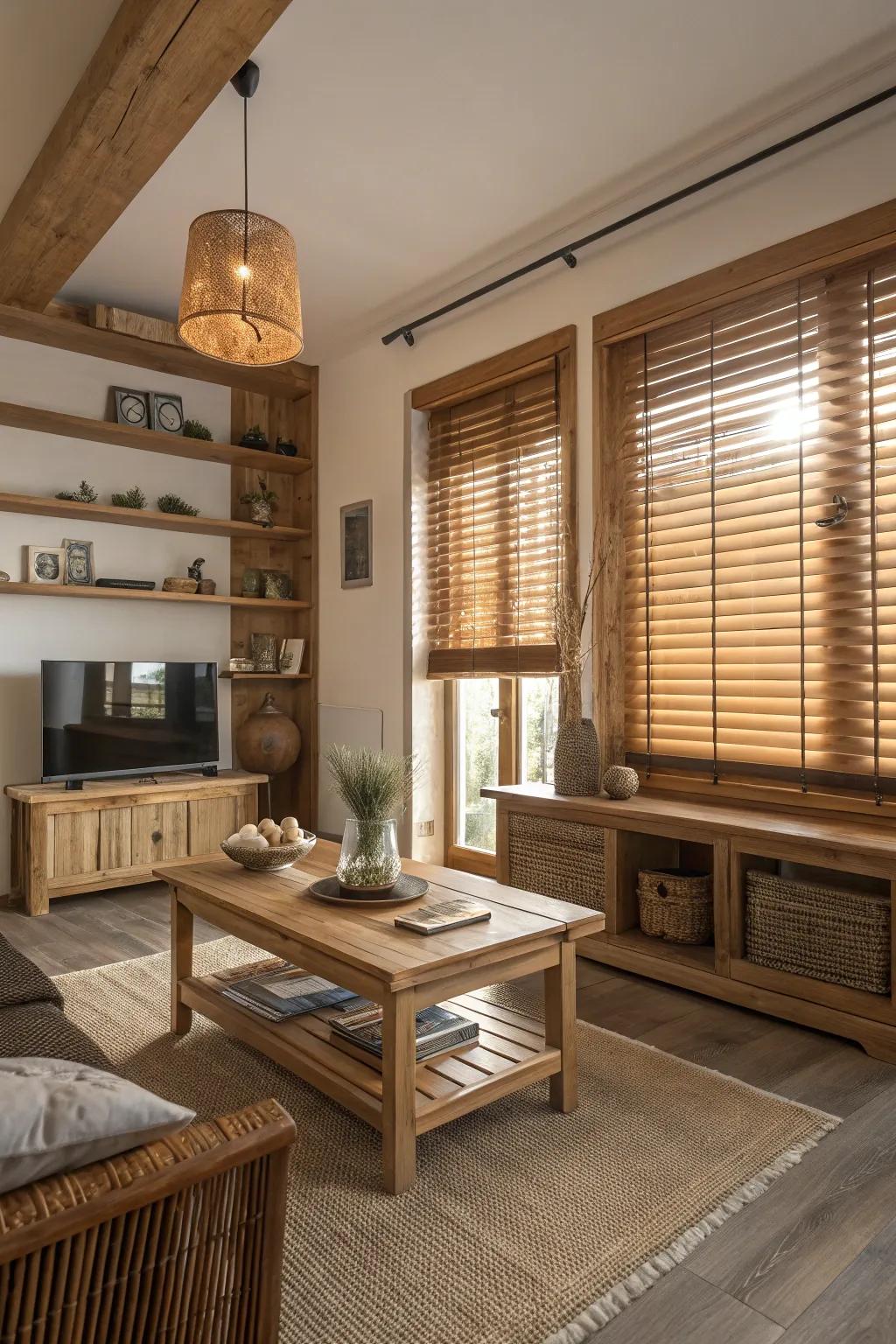 Wooden window coverings contribute innate warmth to any space.