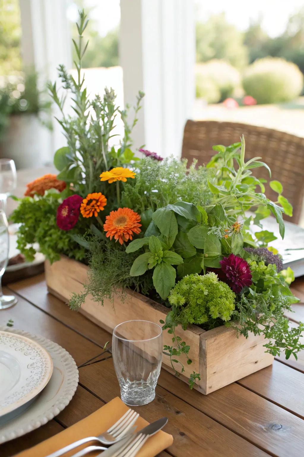 Garden-inspired centerpieces bring the outdoors inside.