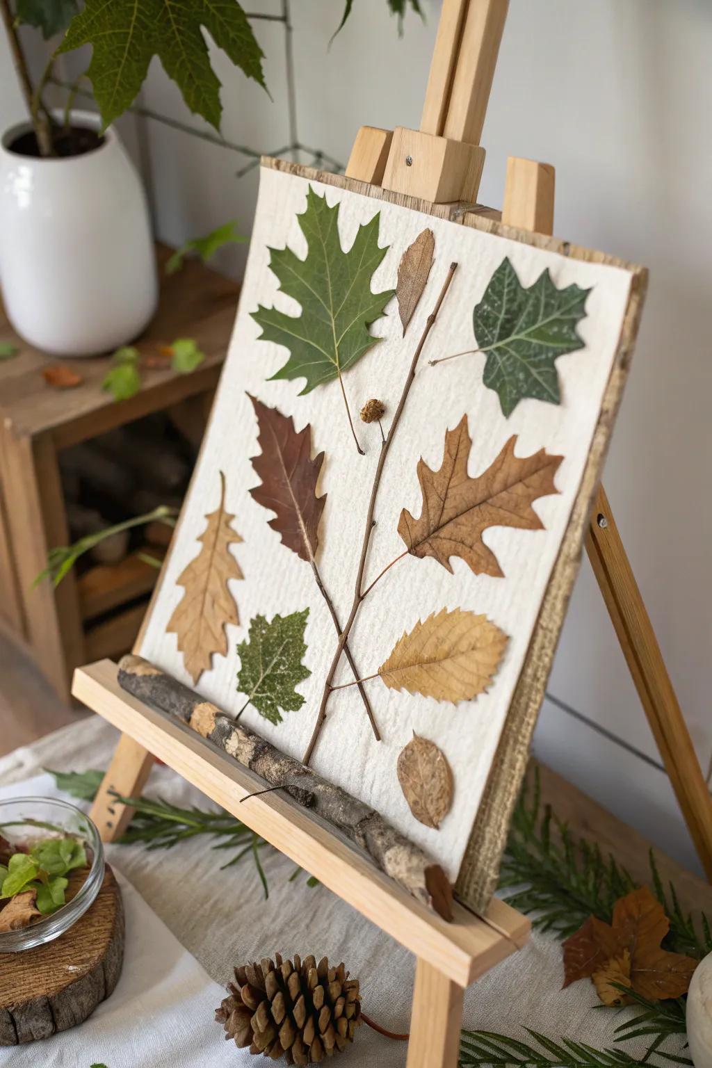 A simple DIY project using natural materials like leaves and bark.