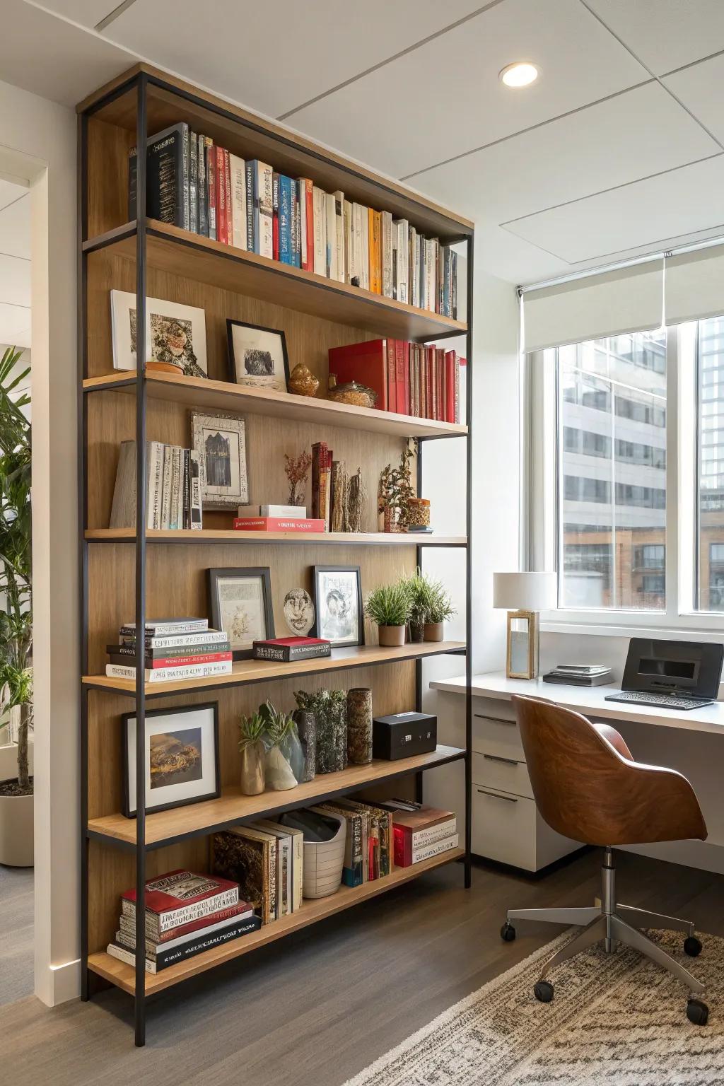 Bookshelf dividers combine storage functionality with stylish separation.