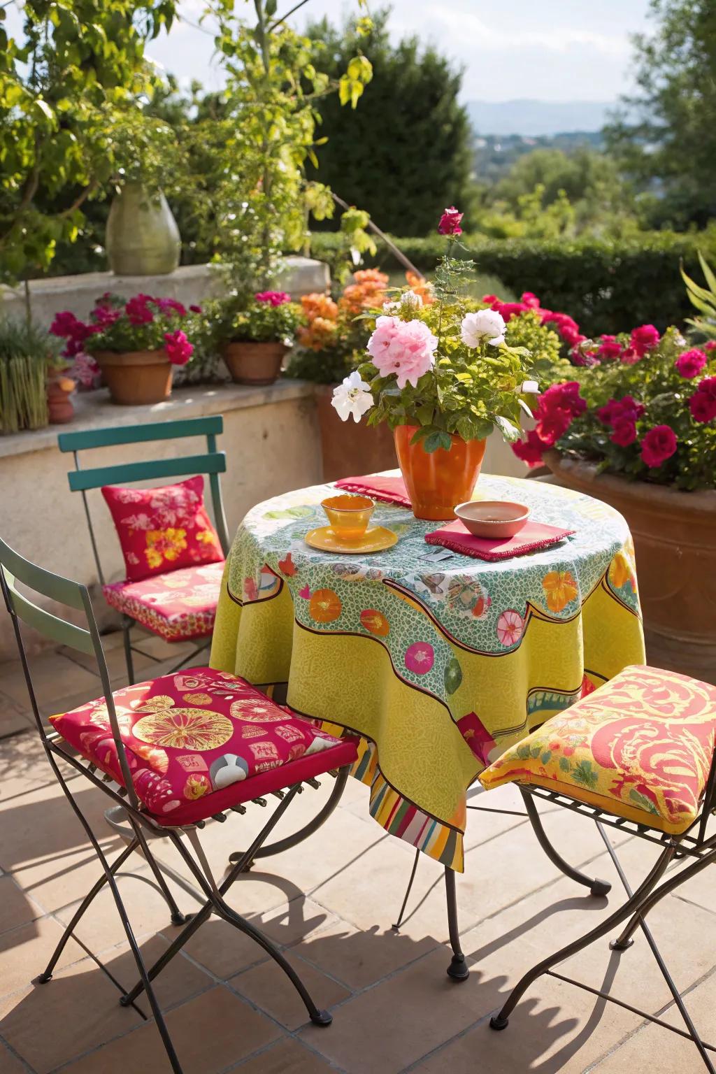 With a splash of vibrant seating, brighten up your patio.