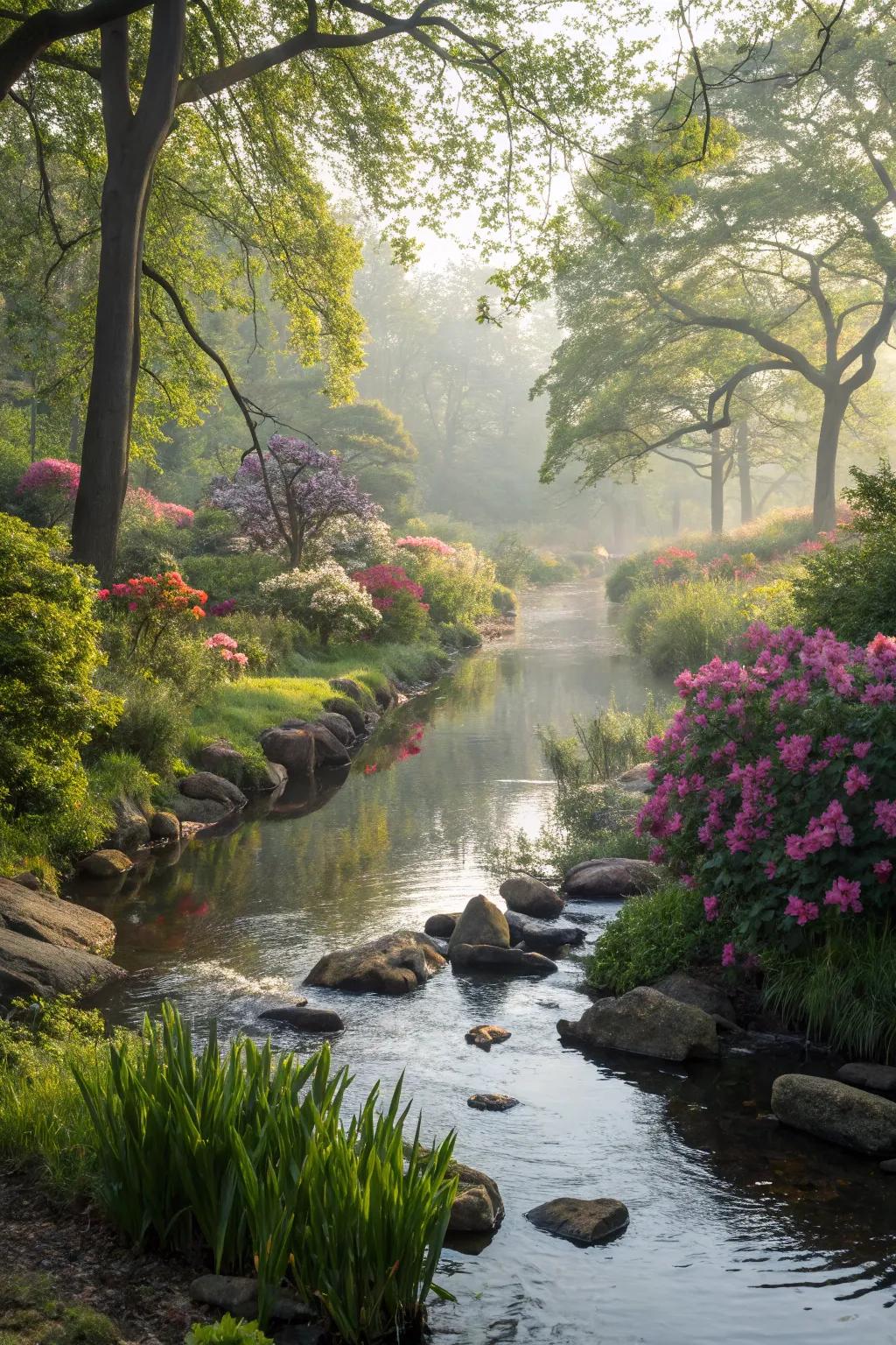 Integrate your stream with surrounding landscape features for an organic ambiance.