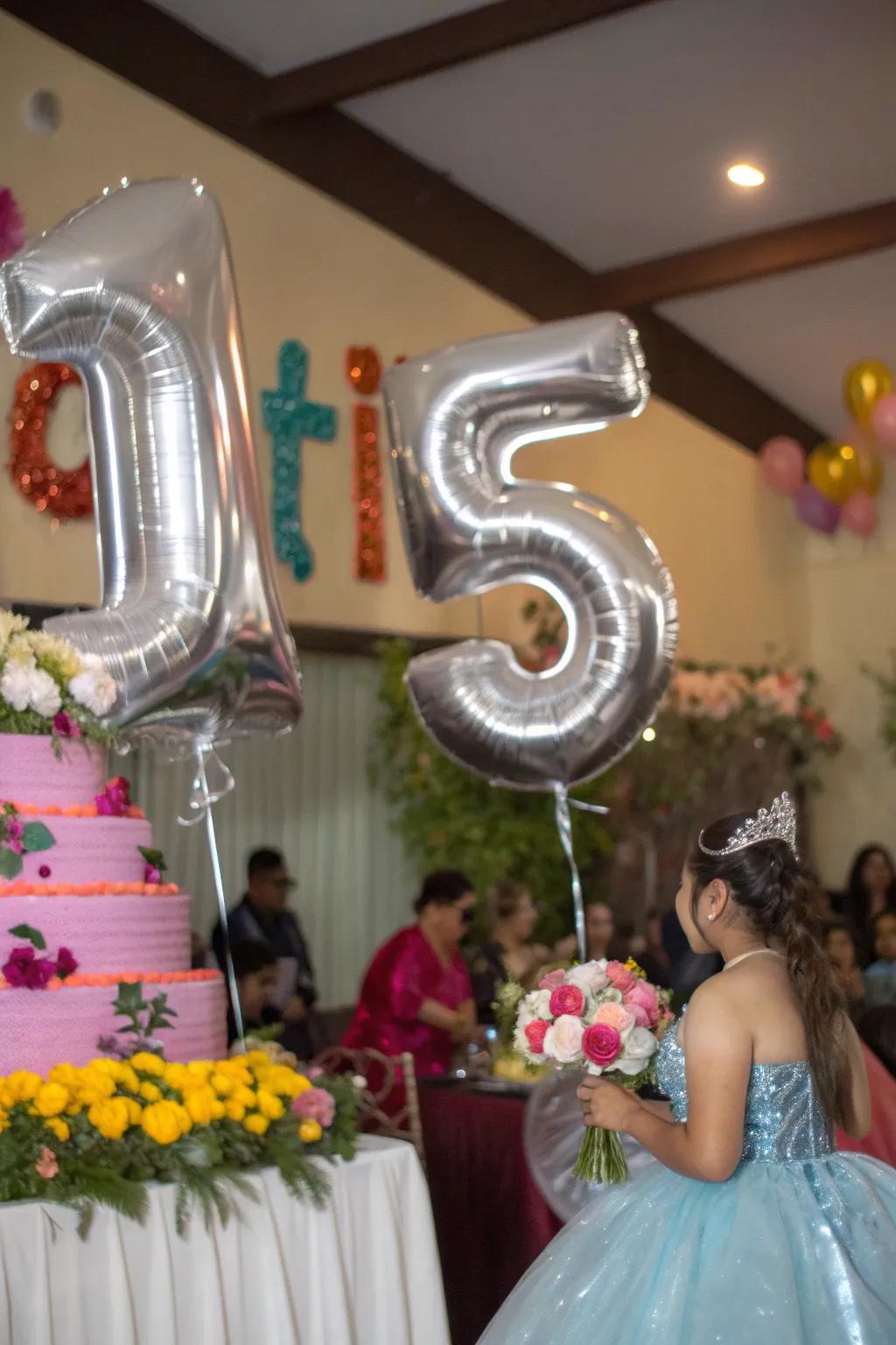 Number balloons make a bold statement for the celebration.