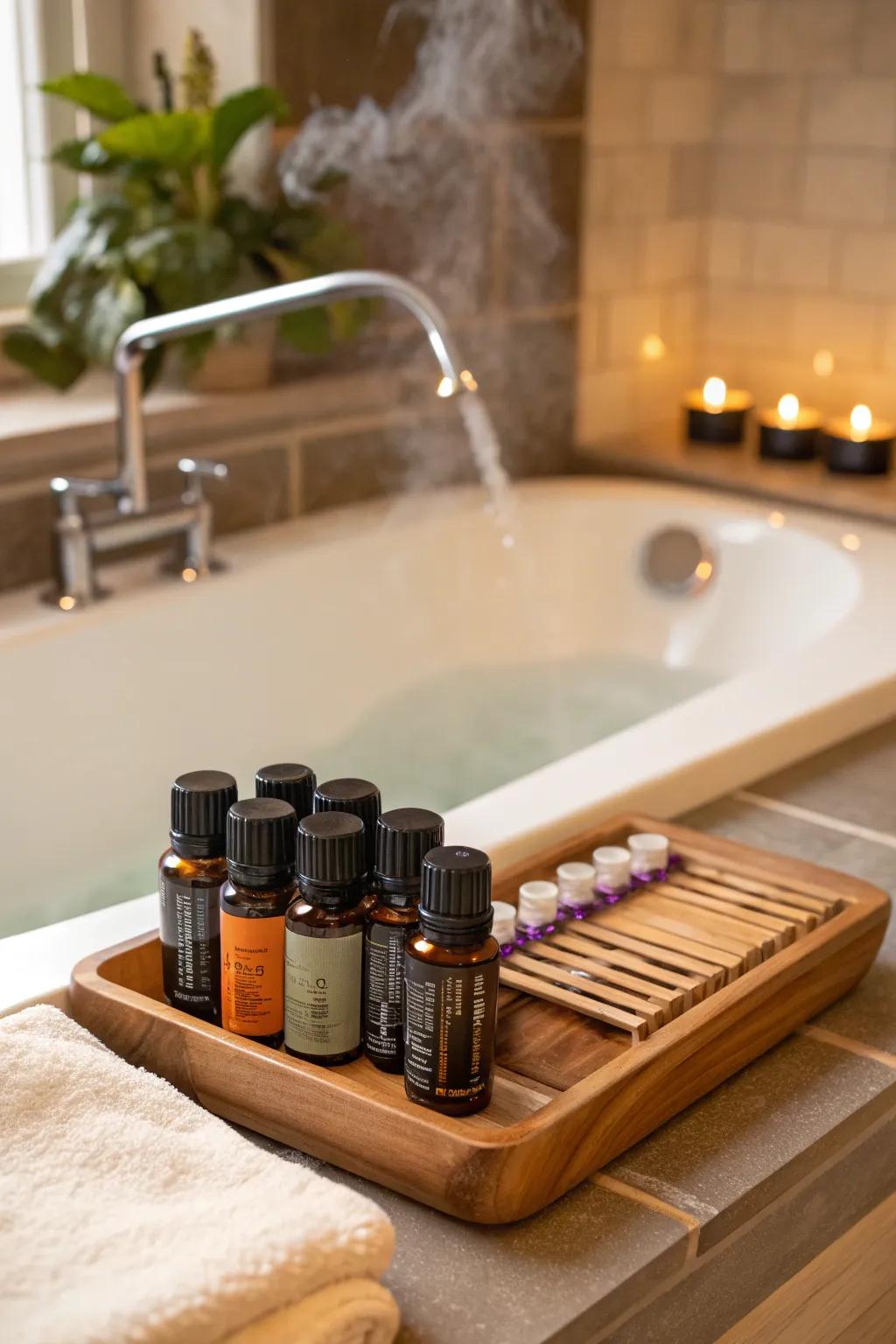 Essential oils turn your bath into an aromatic escape.