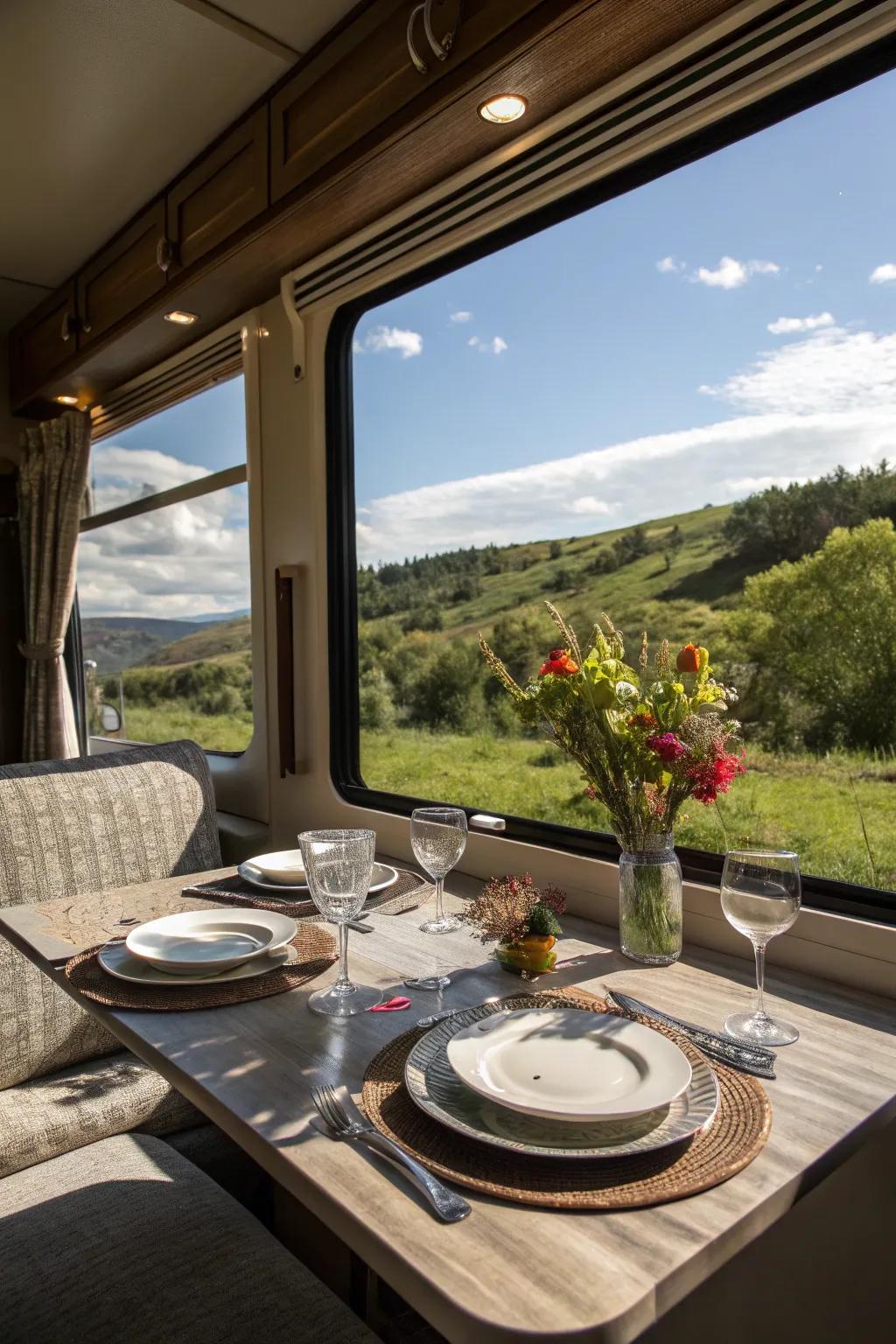 Enjoy meals with a view by setting up your table near a window.