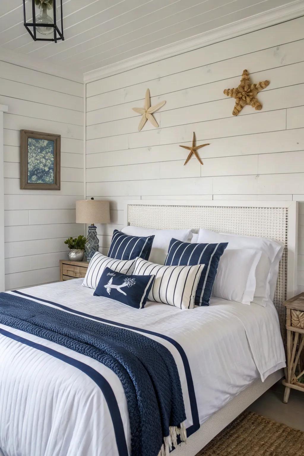 Fashion a coastal escape through horizontal planks and seaside accents.