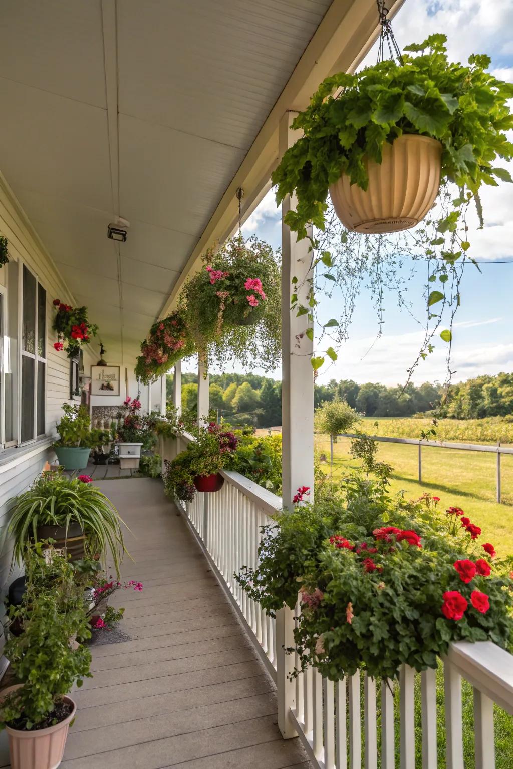Plant life injects a vibrant element into your veranda.