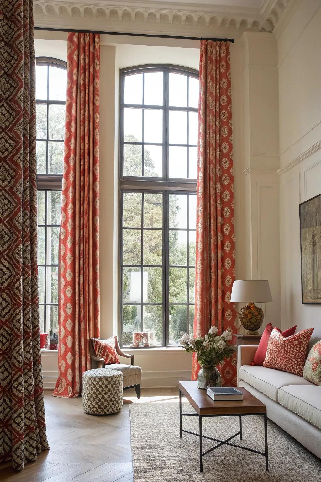 Statement curtains add a pop of color and personality.