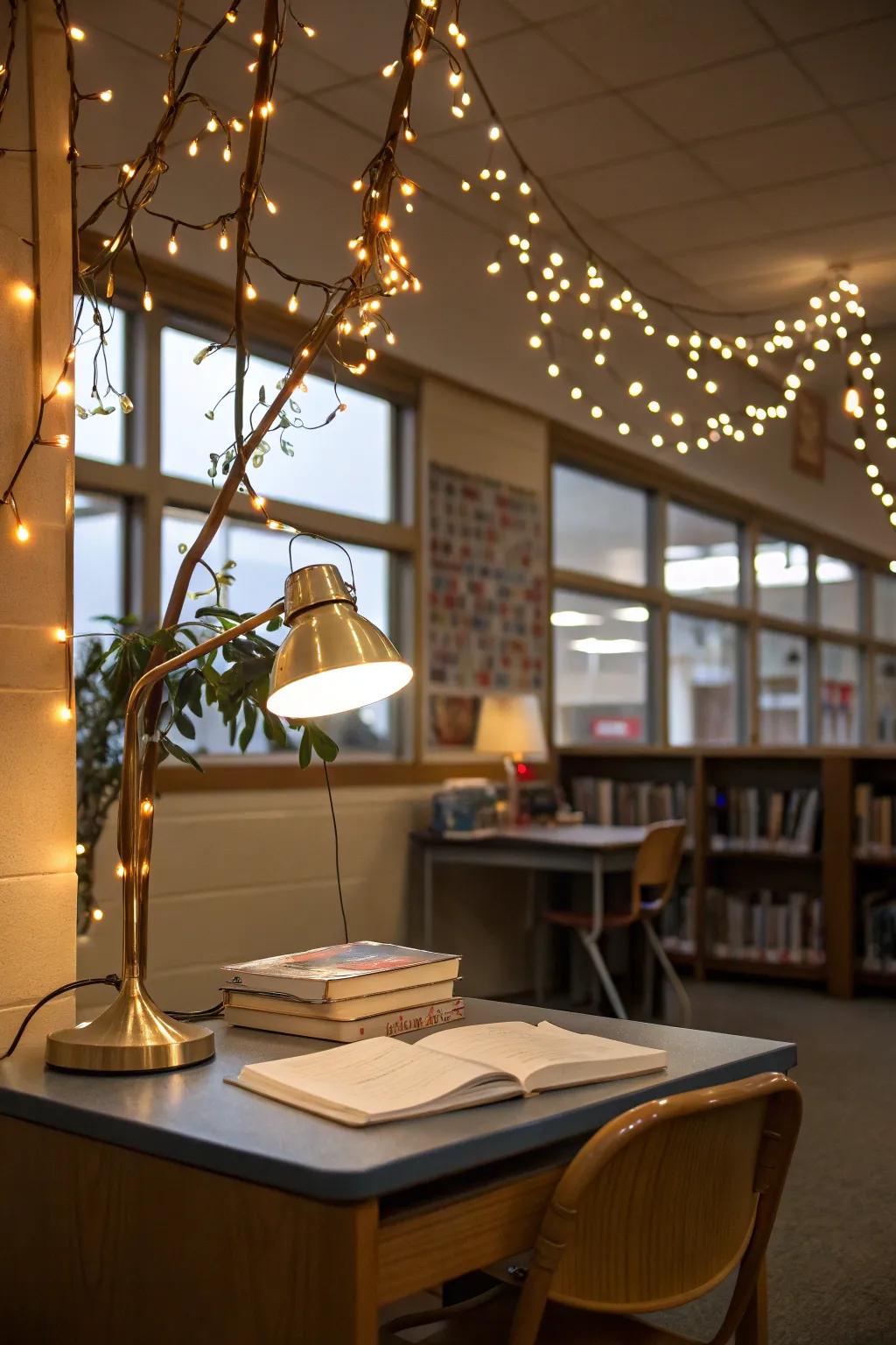 Warm lighting adds a cozy touch to your teaching space.