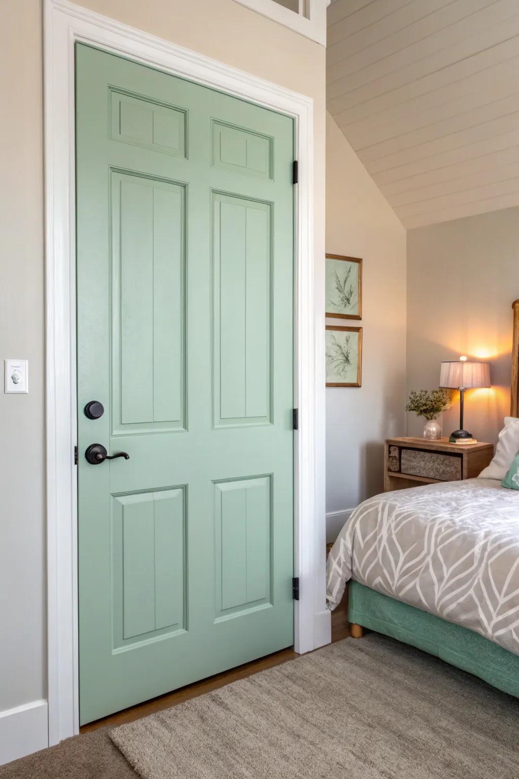 Pastel doors offer a gentle and romantic charm.