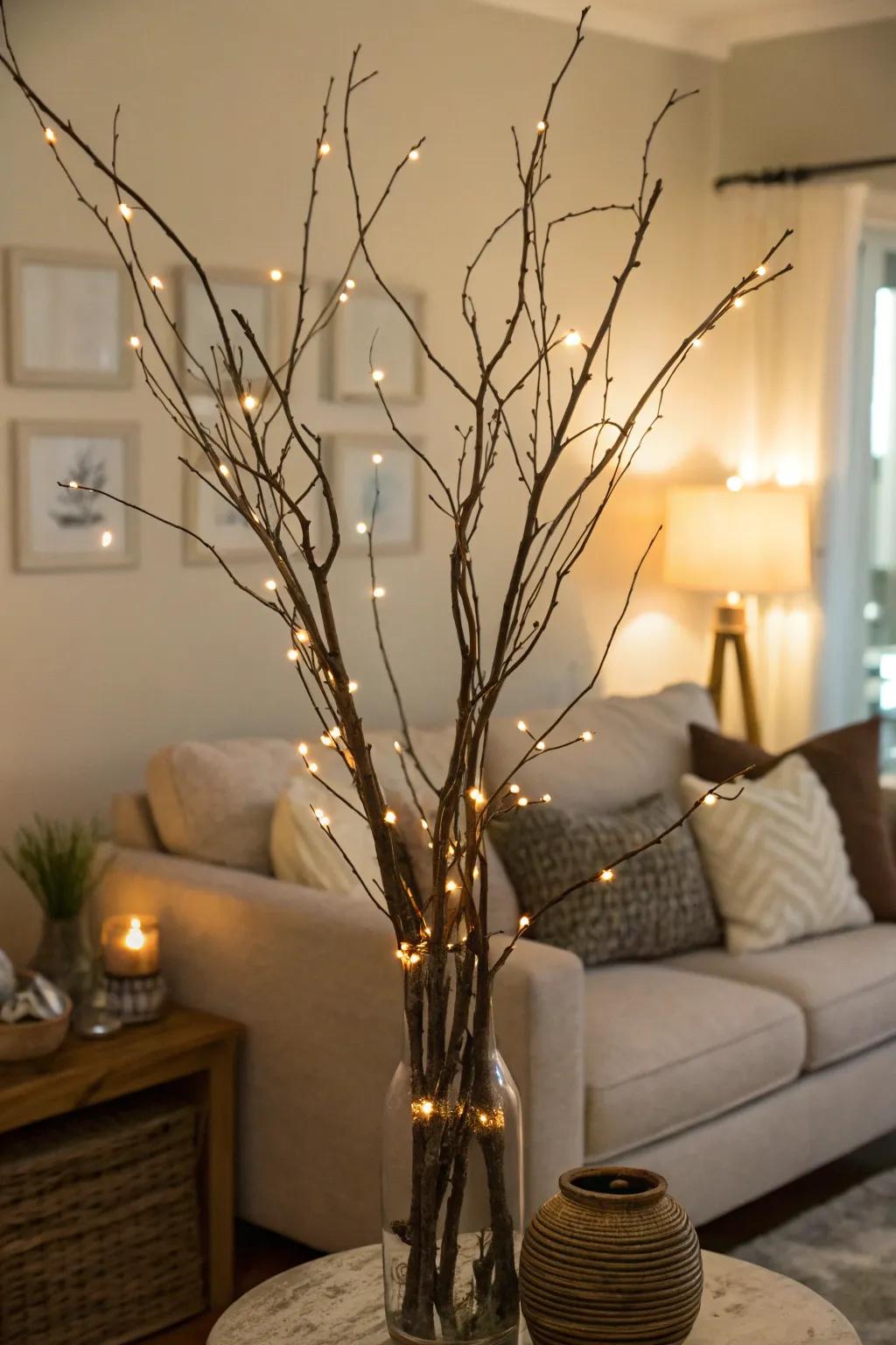 Naked limbs featuring fairy lights to conjure a tranquil impression