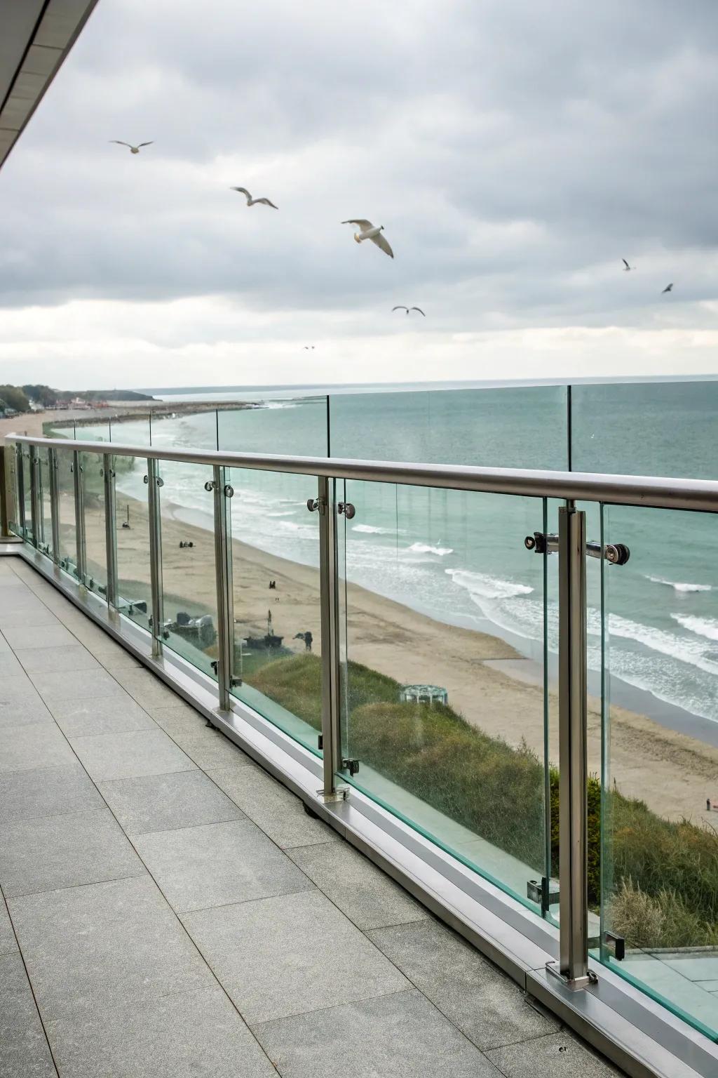 Elegant aluminum and glass railings preserving a stunning view.