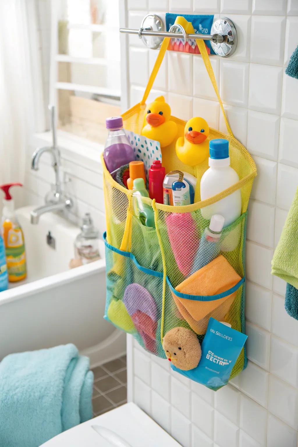 Opt for a mesh shower caddy for lightweight storage that dries quickly.