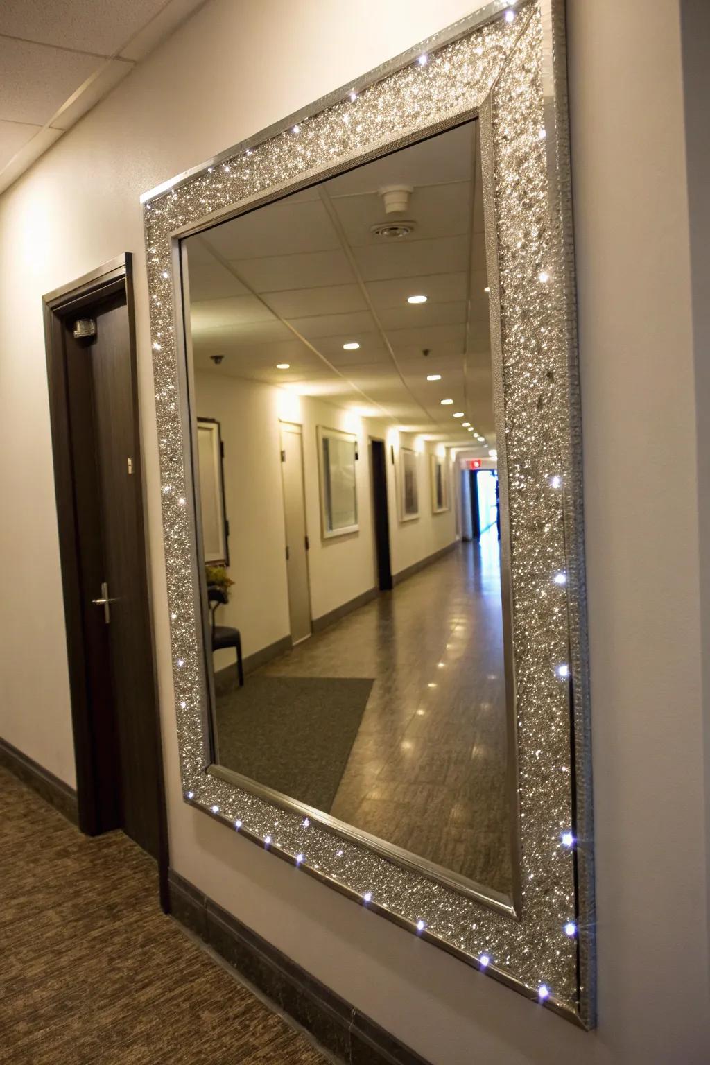 Mirrors displaying gleaming outlines for an elegant look.