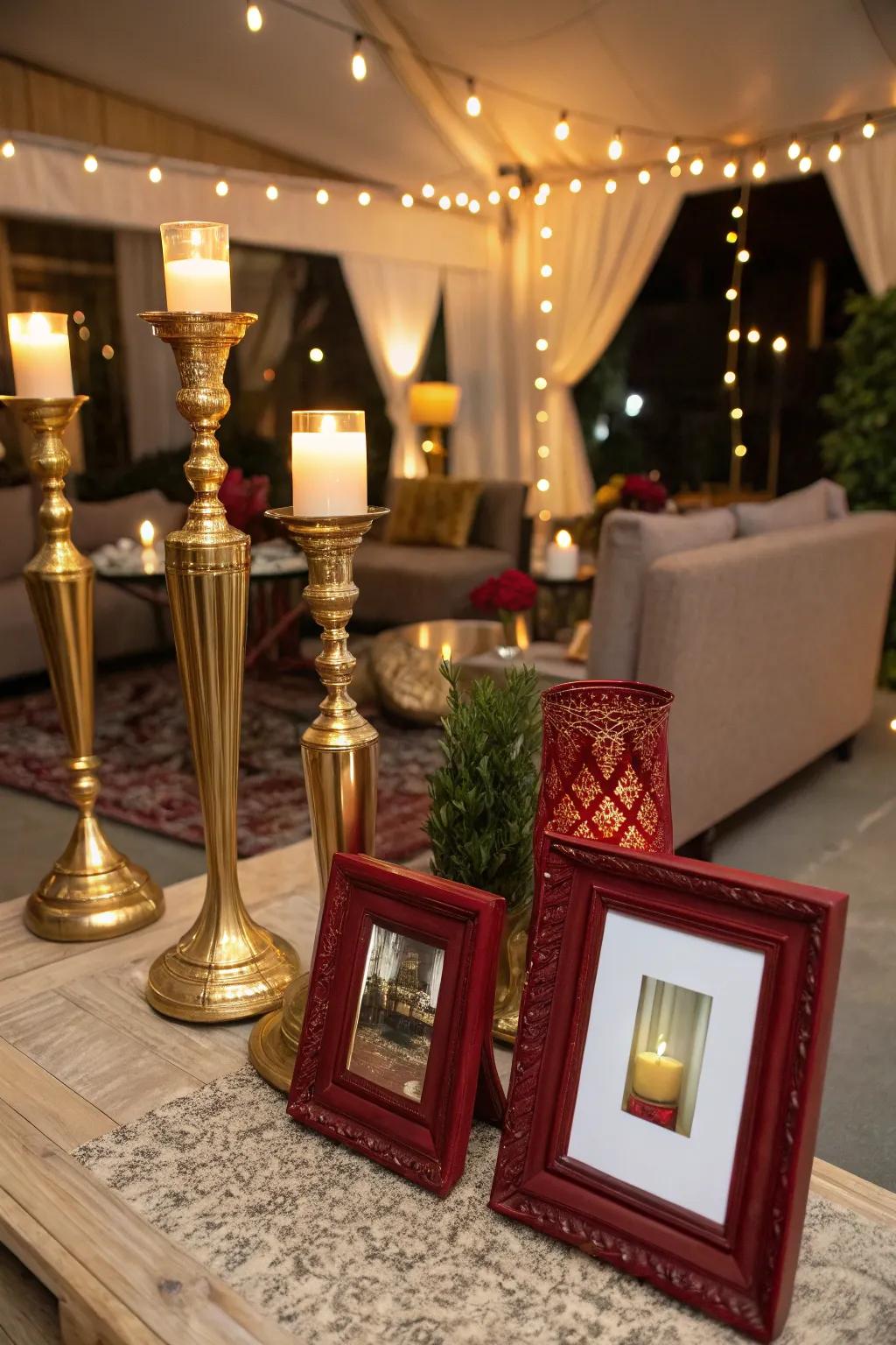 Themed supports such as glimmer candle stands introduce a sense of refinement to your ornamentation.