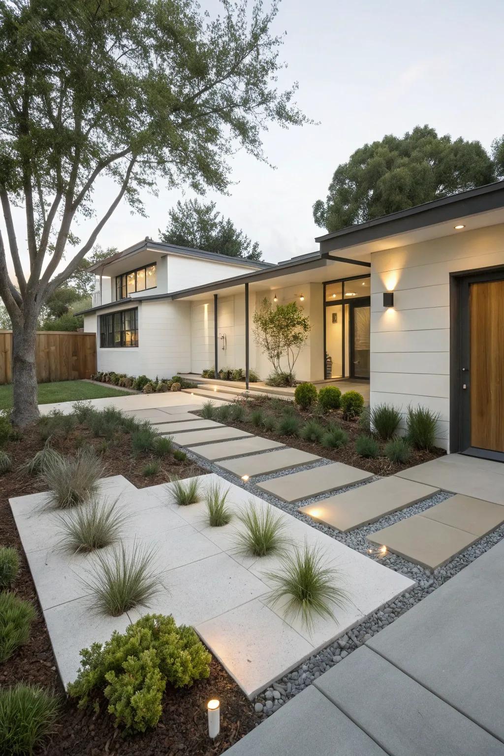 A minimalist design offers a modern and tidy landscape.