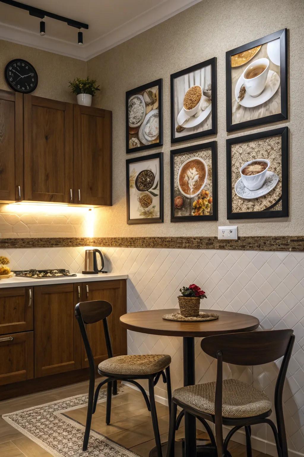 Incorporate personality to your coffee corner using original art prints.