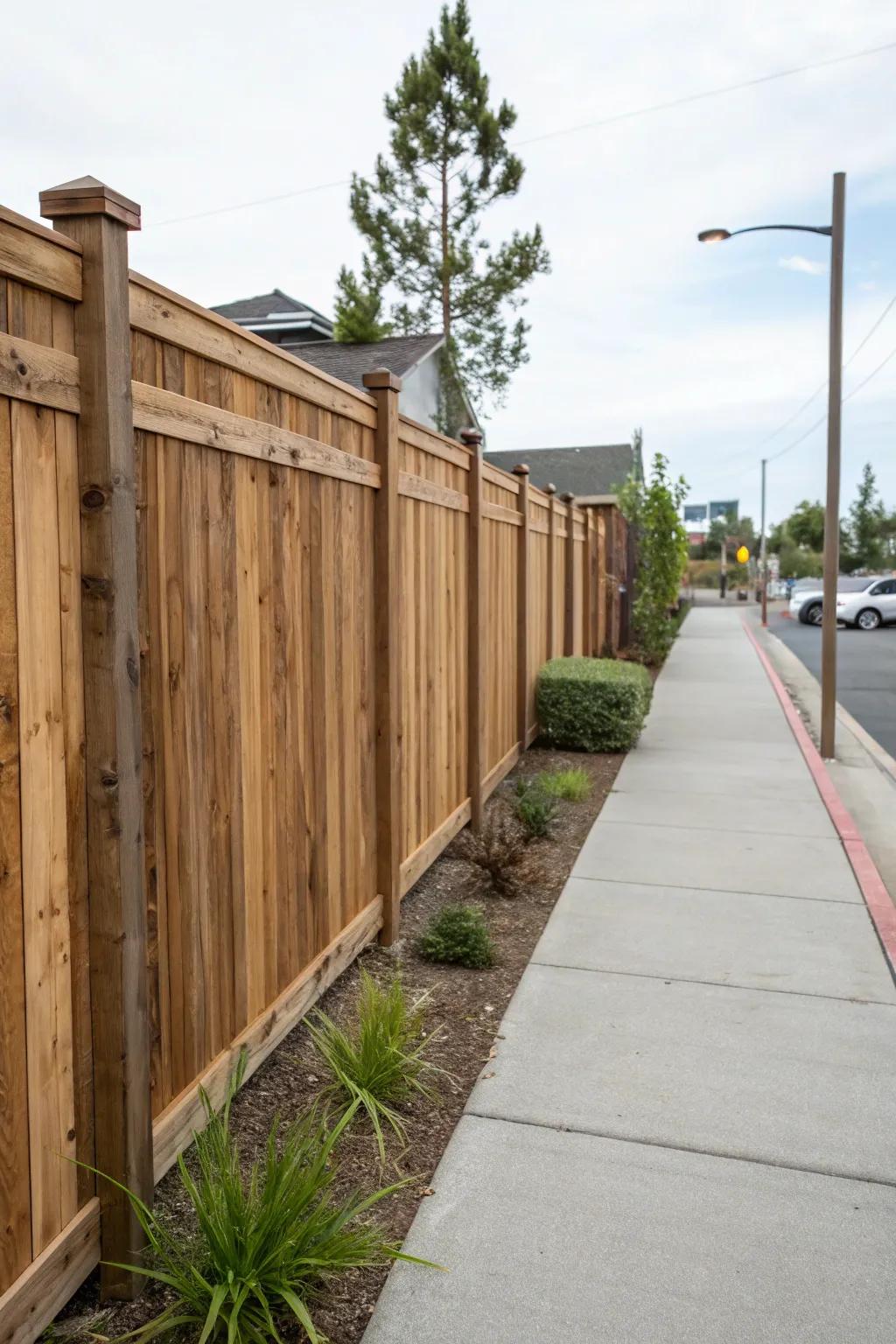 Wooden fences offer timeless beauty and privacy.