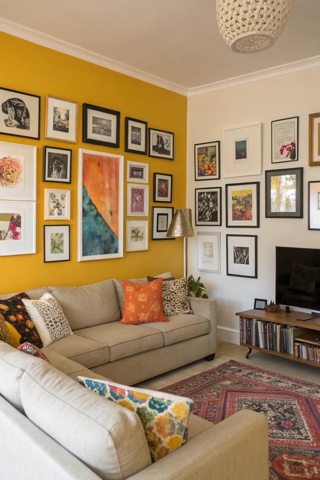 Make a statement with a unique gallery wall in your corner.