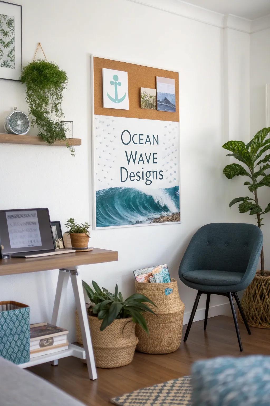 Ride the waves of inspiration with an ocean-themed board.