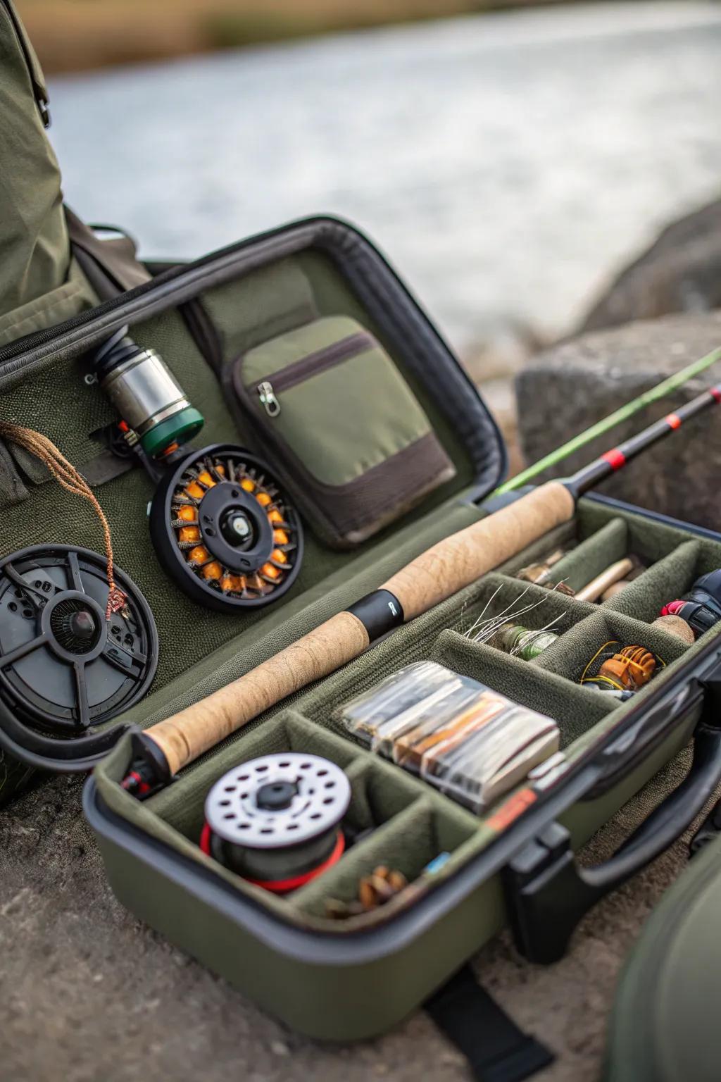 Portable gear caddy for the angler on the go.