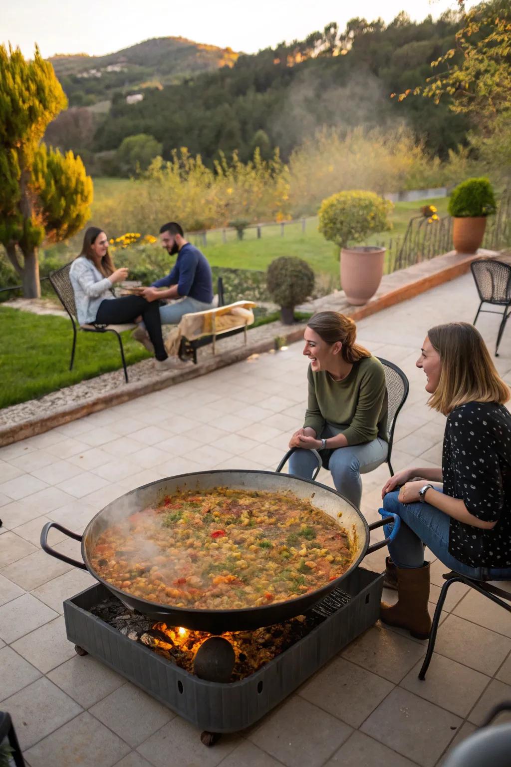 Savor the communal spirit of making paella.