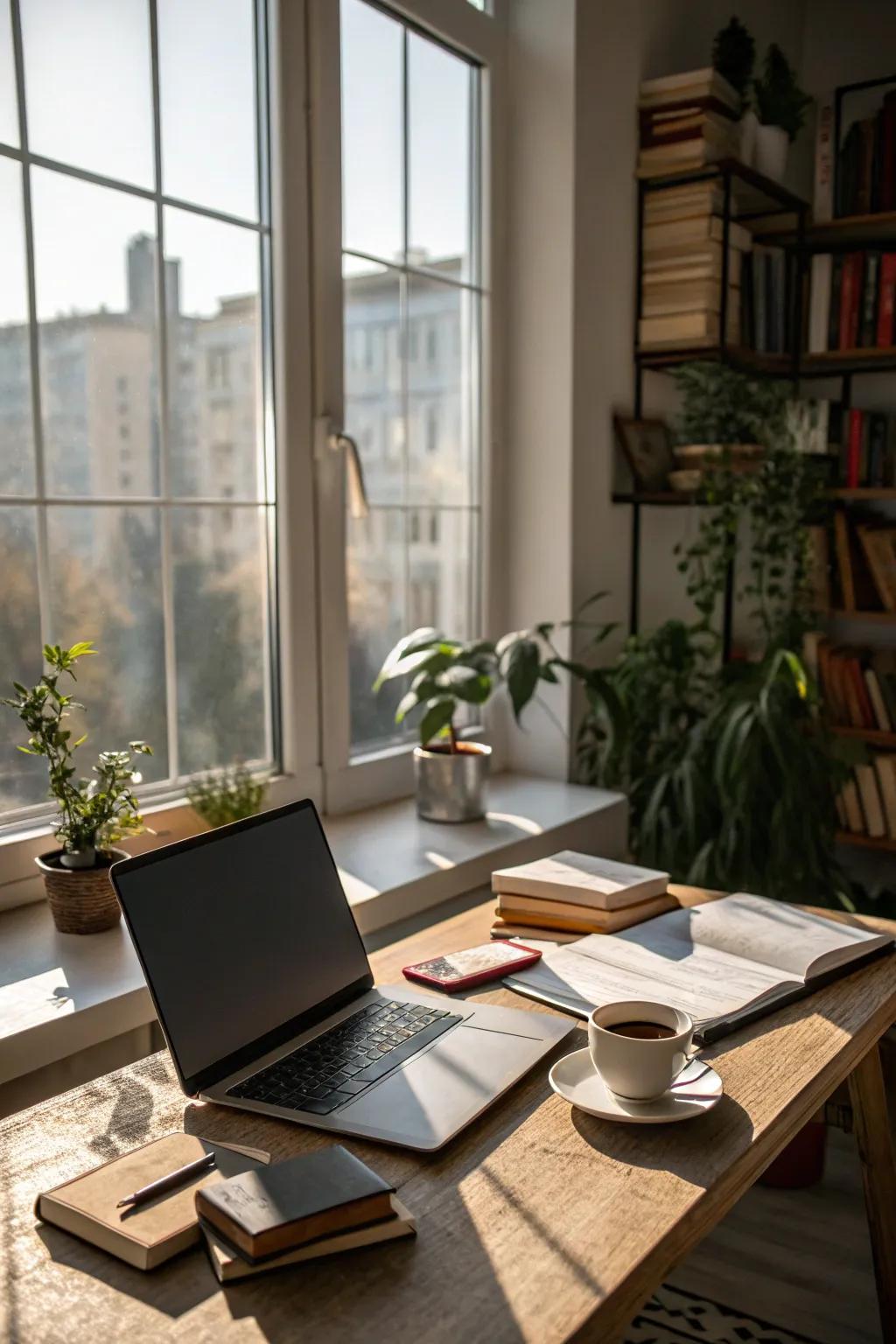 Natural light enhances both productivity and mood in your home office.