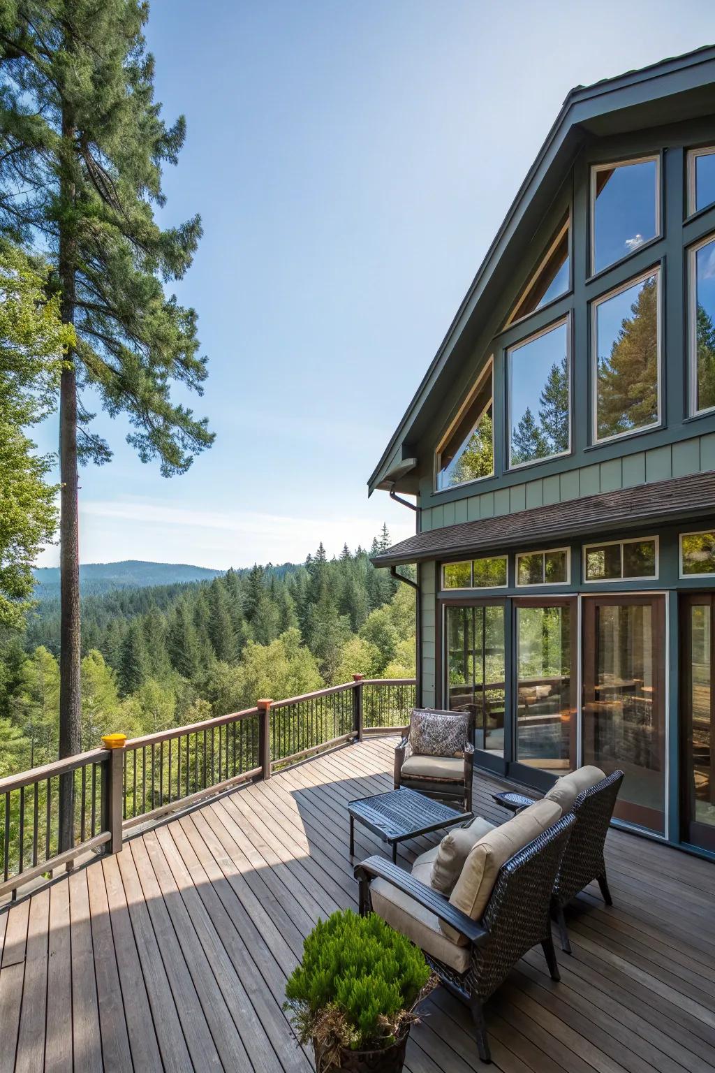 A patio that invites the forest into your area.