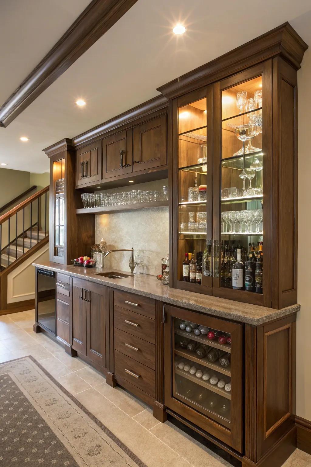 Elegant cabinetry offers both storage and style.