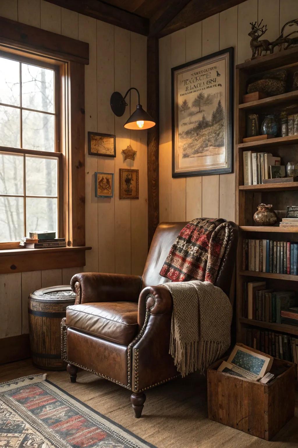 The addition of leather seating provides an essence of warmth and refinement to any themed area.