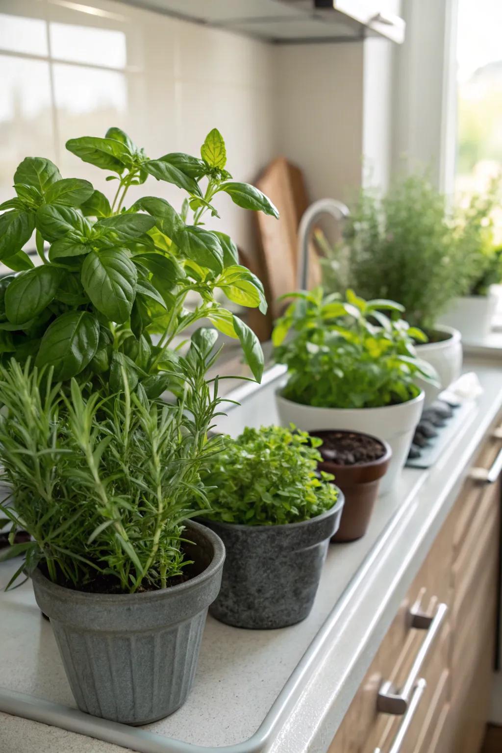 Enhance your kitchen with a fresh herb garden.