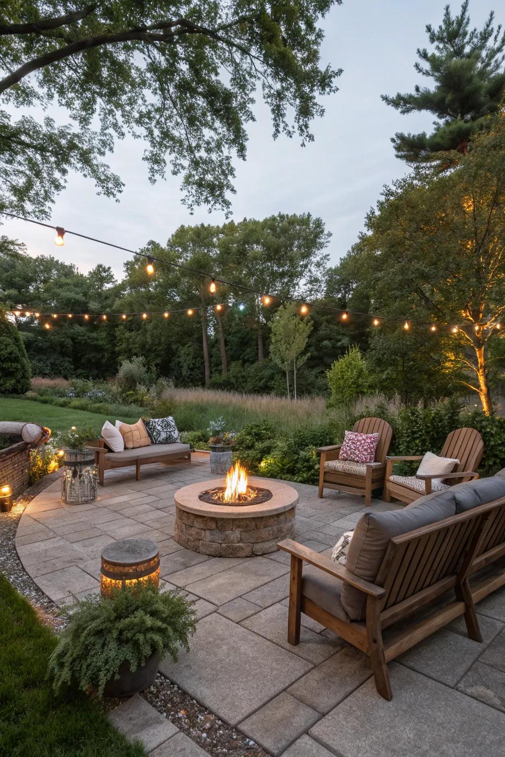 A cozy outdoor living area perfect for social gatherings.