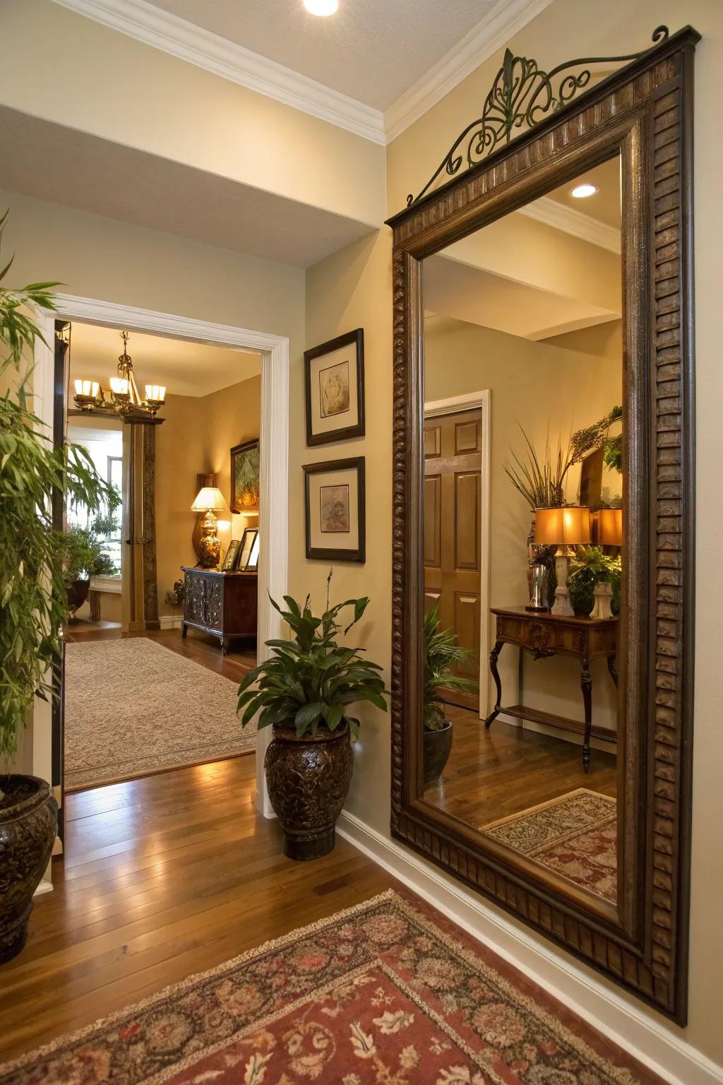 A welcoming entryway mirror makes a grand first impression.