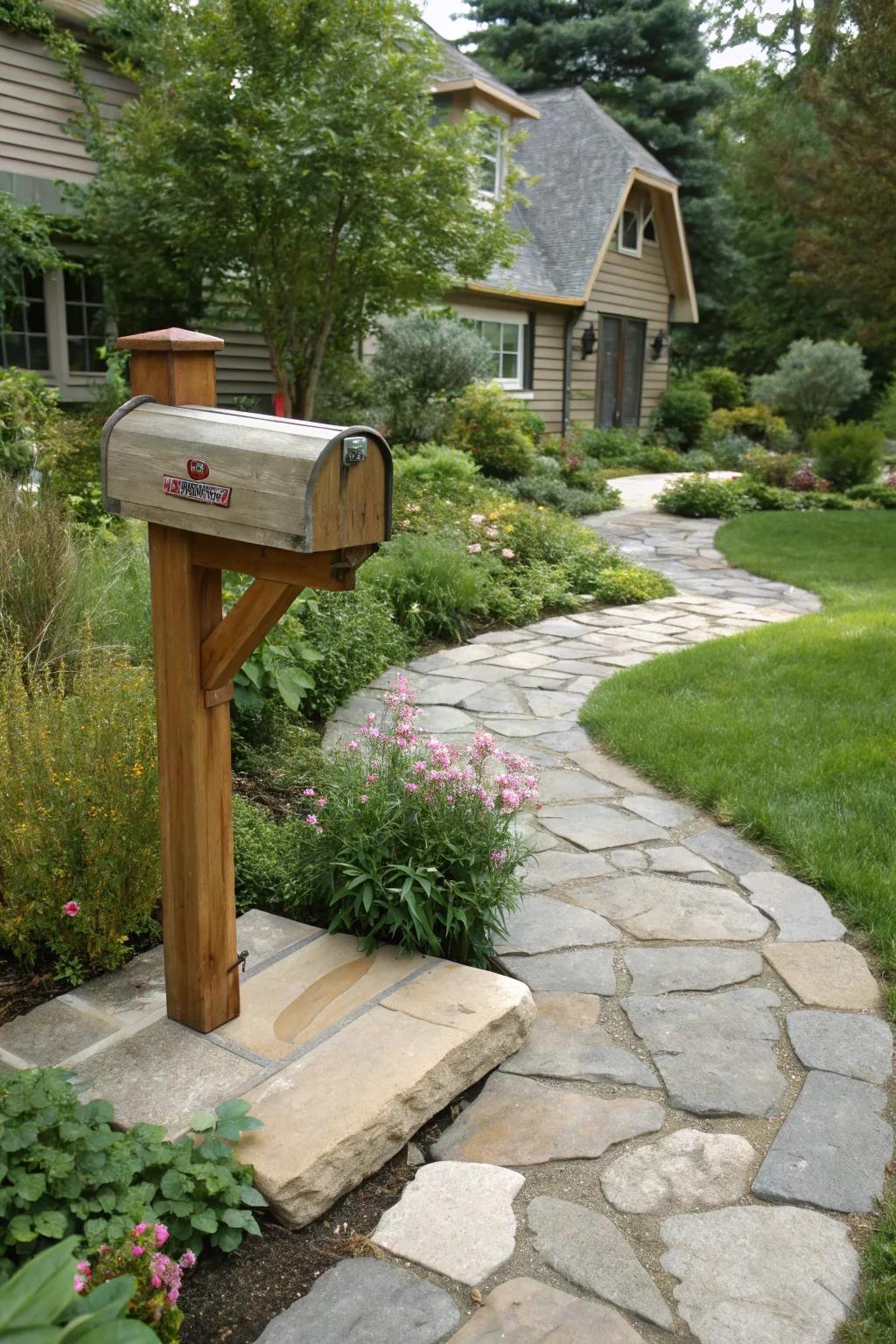 Generate a seamless look by merging your mailbox with a walkway.