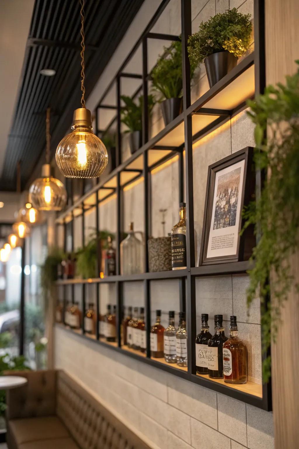 A framed wall display elevating the presentation of mini liquor bottles.