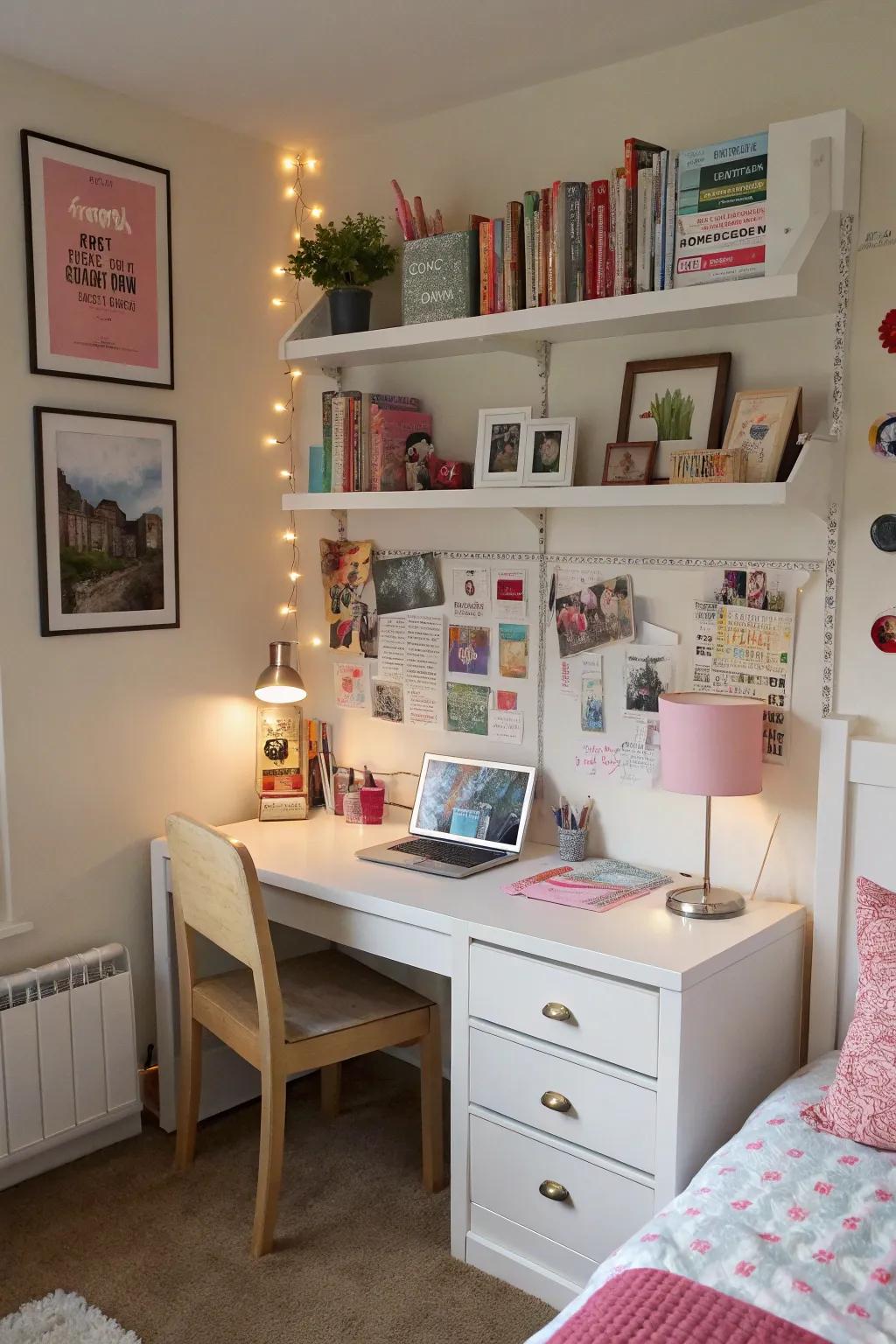 A structured study space enhances productivity.