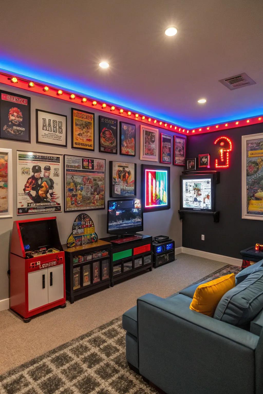 Themed decor to infuse personality into your office game room.