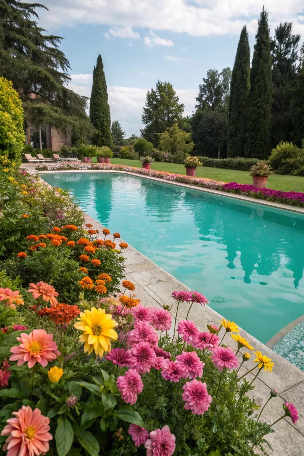 Aquamarine ceramics include a lively plus revitalizing sprinkle to virtually any pool.