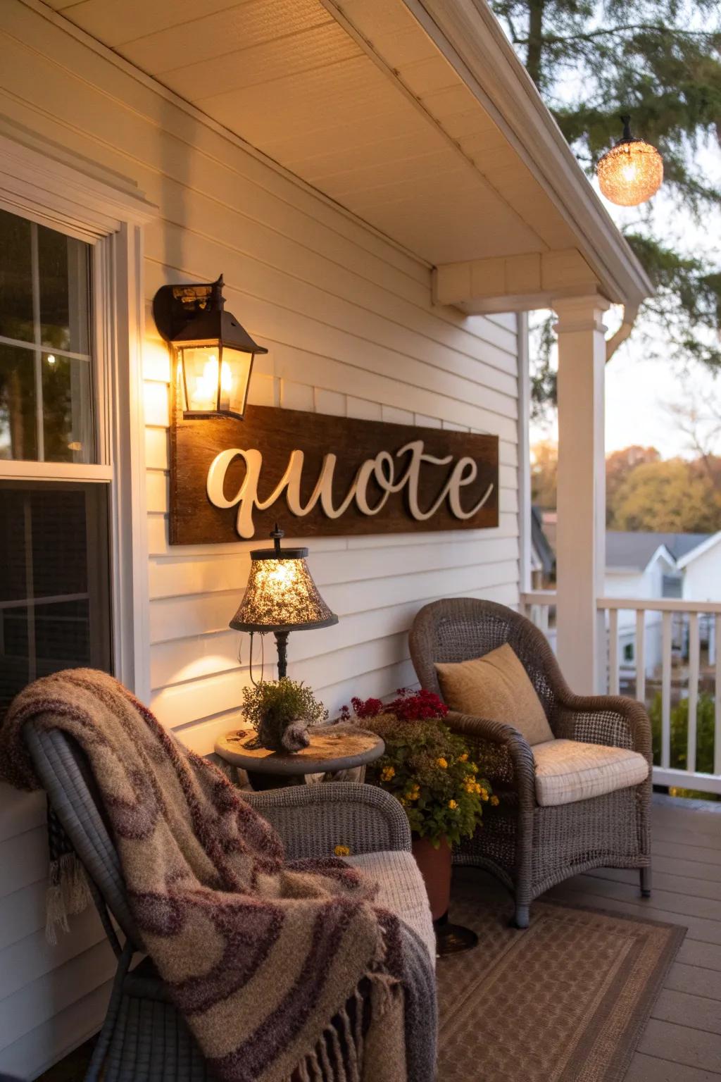 An inspirational quote sign that adds positivity to your entryway.