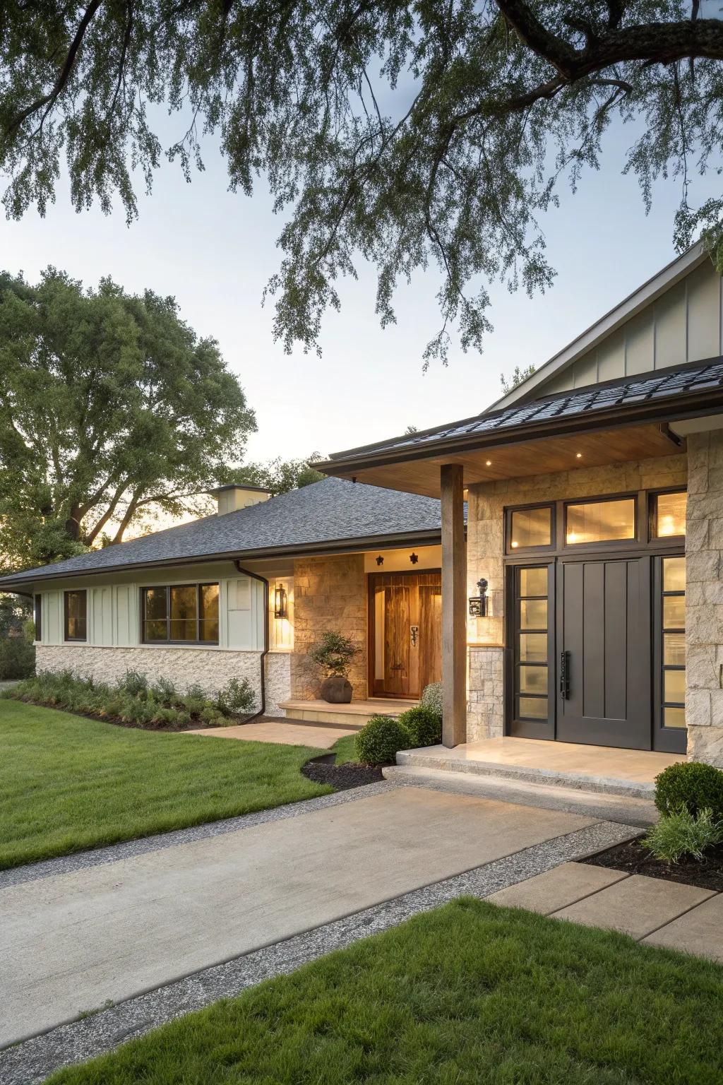 A modern metal door for a sleek, contemporary look.