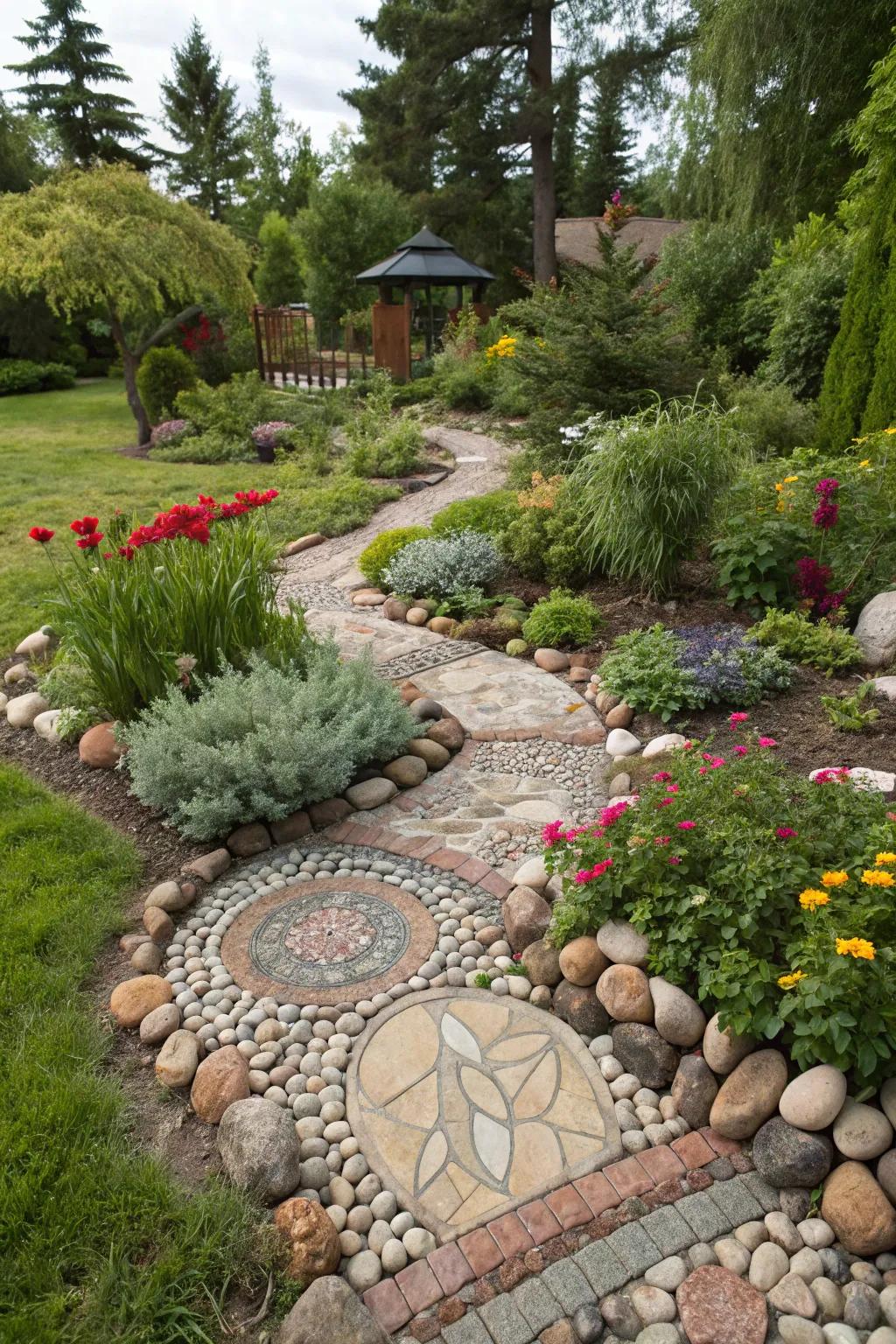 Accent your garden with colorful and varied river rocks.