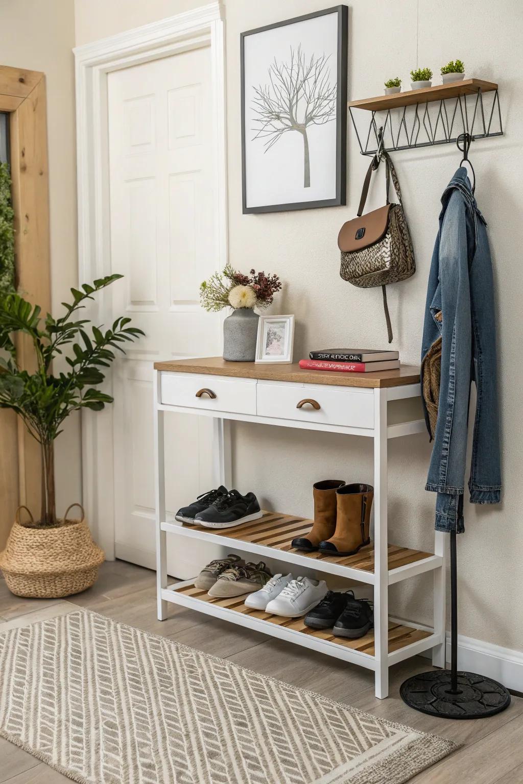 Compact furniture ensuring a tidy and stylish entryway.