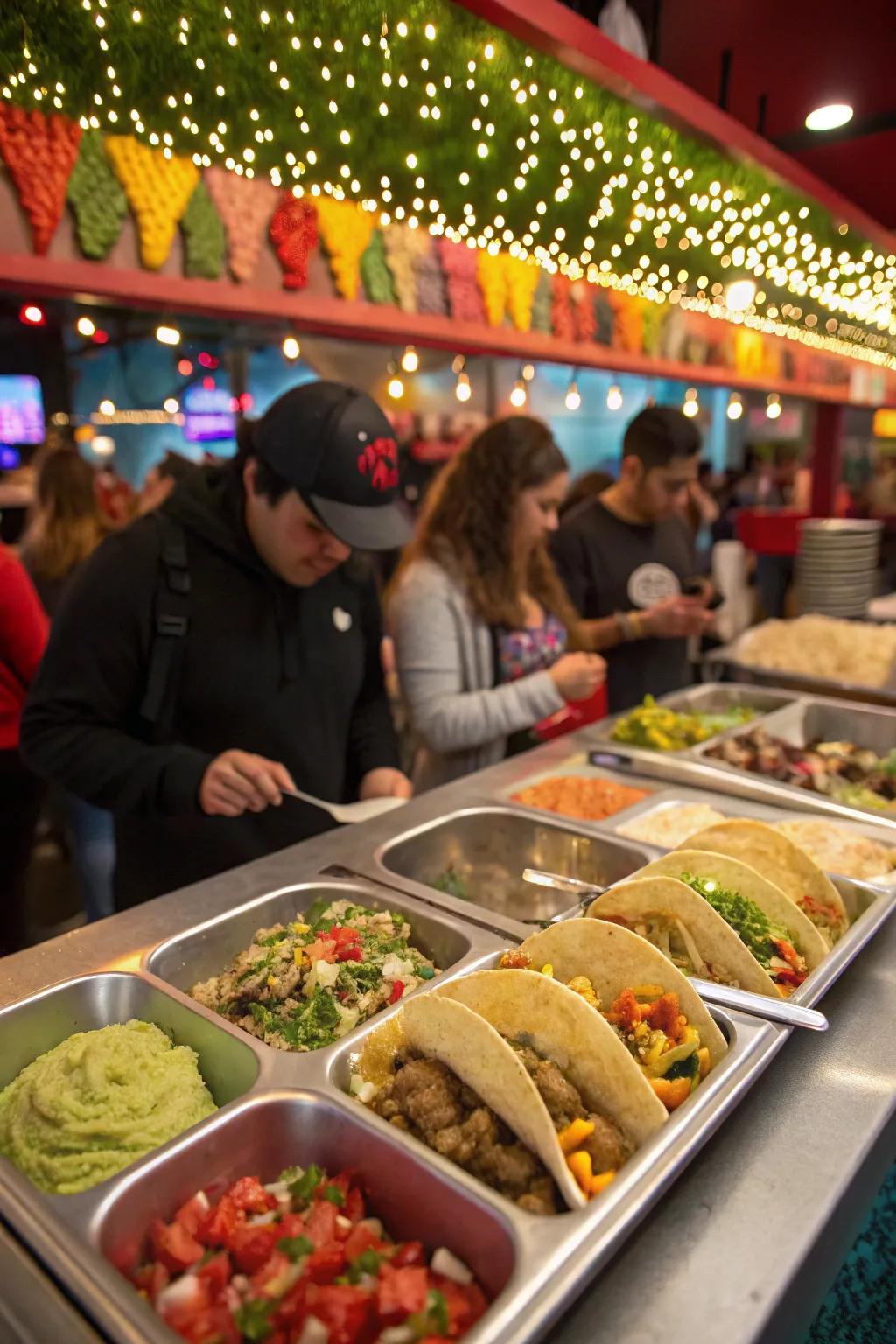 An inviting taco bar ready for guests to create their flavorful combinations.