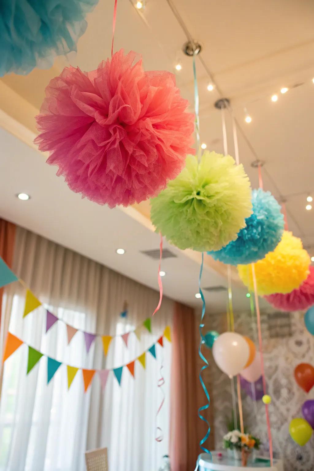 Bring whimsy to your space with tulle pom-poms.