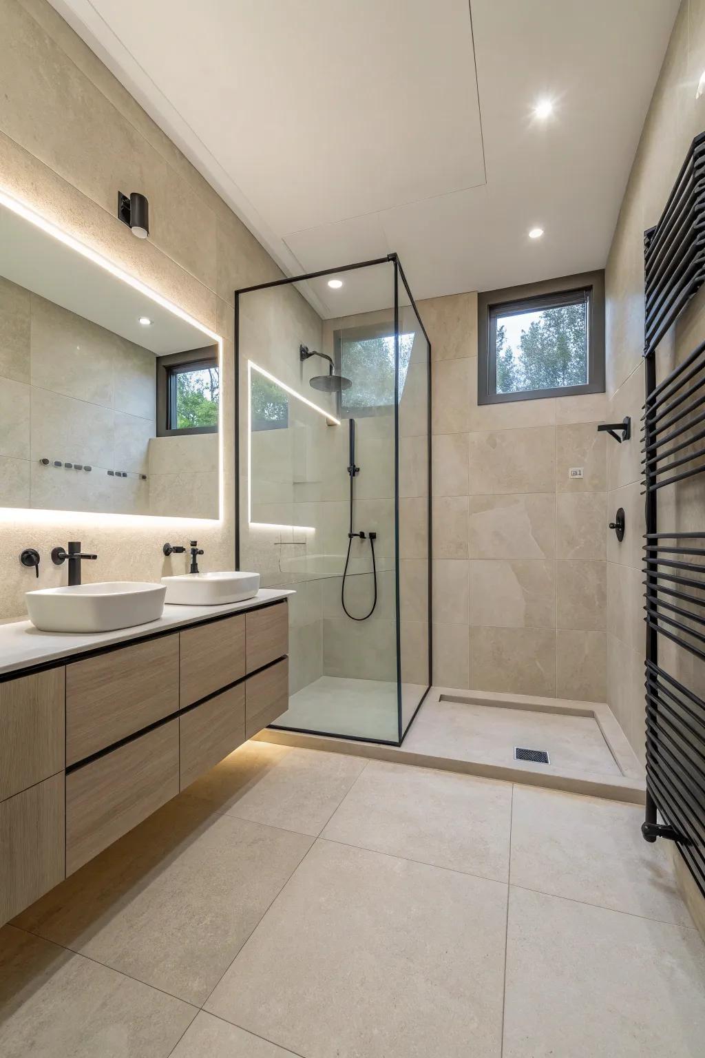 A minimalistic wet room that embodies simplicity and elegance.