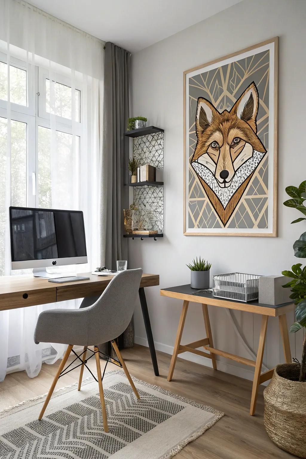 Modern meets nature with geometric wildlife art.