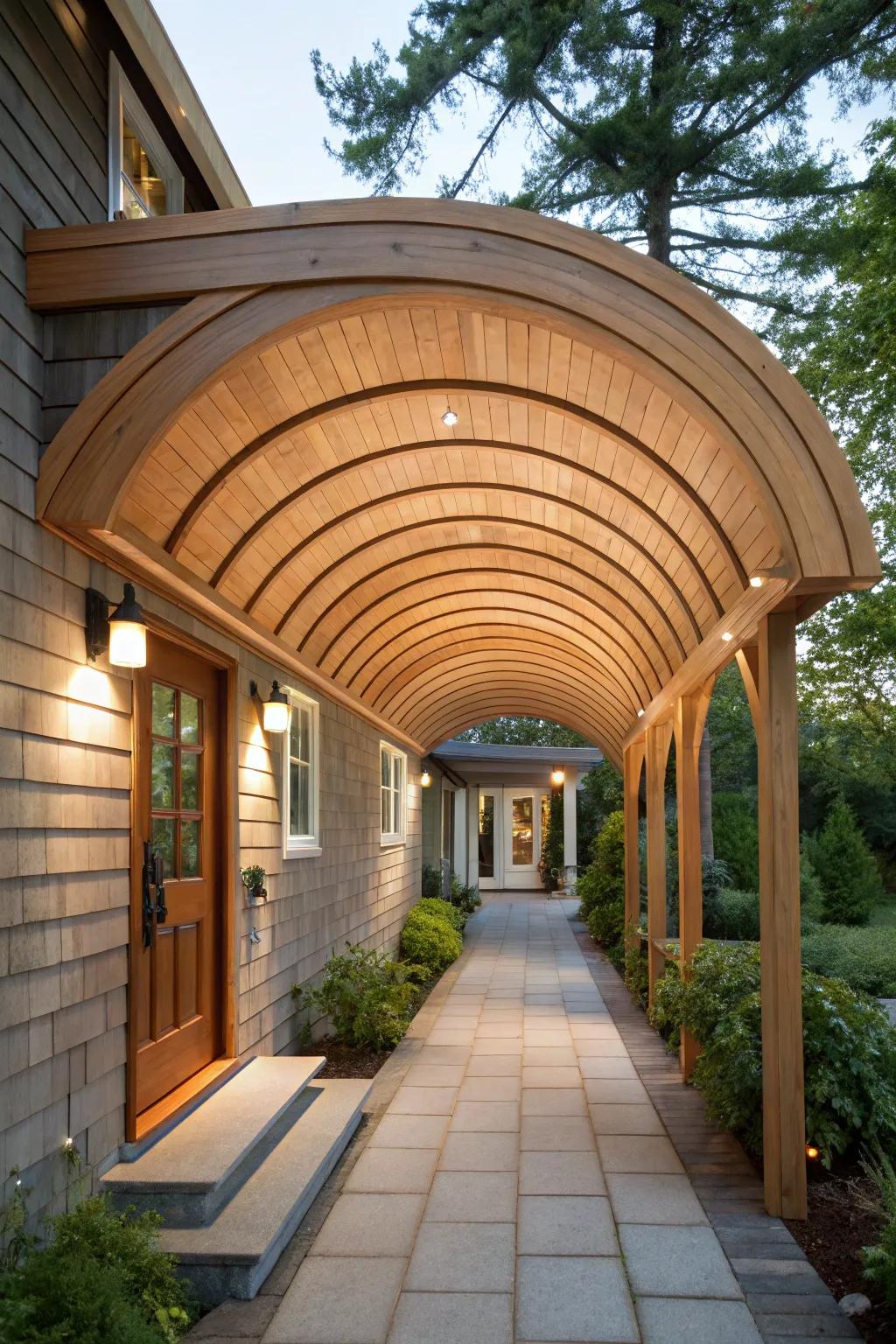 A curved awning adds an artistic touch.