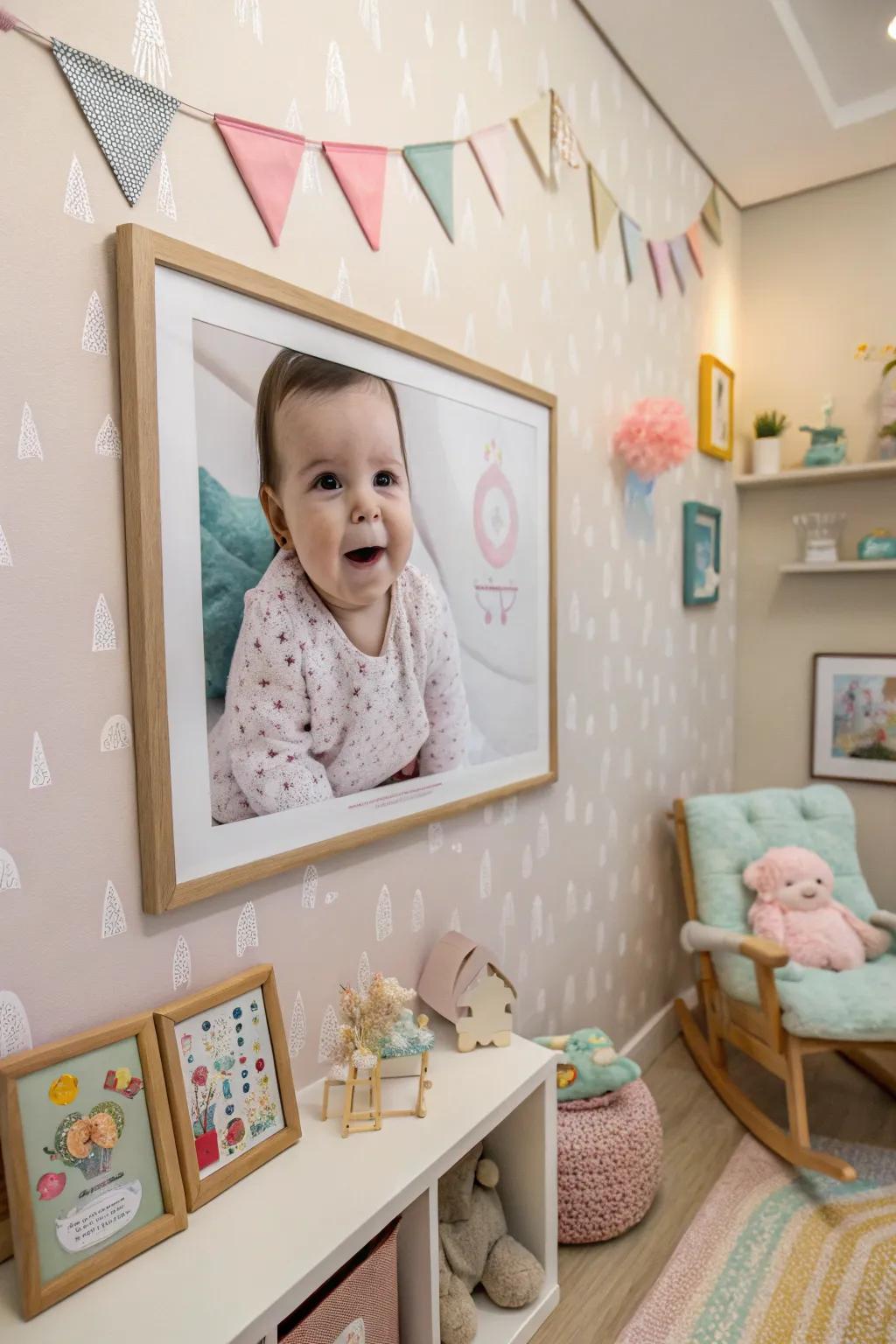 A large photo can create a stunning focal point in the nursery.