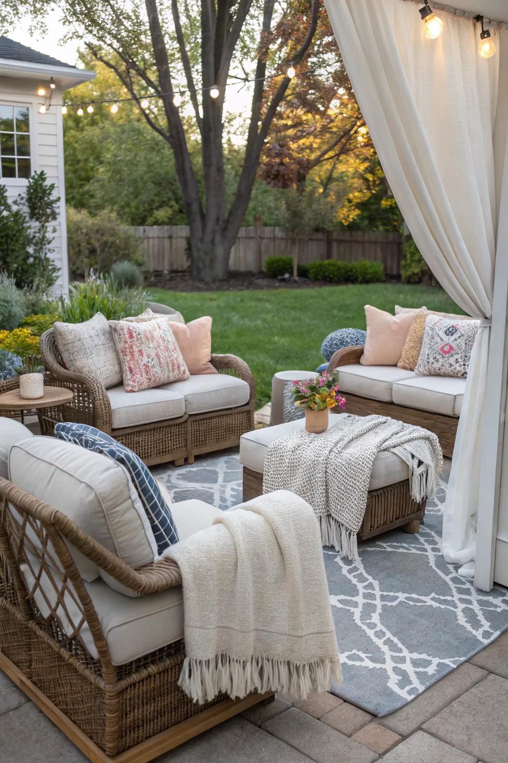 Cozy seating invites guests to relax and mingle.